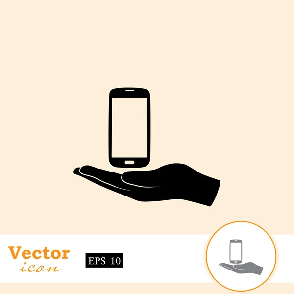 Mobilní telefon v rukou ikony — Stockový vektor