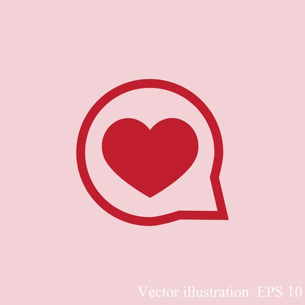 Coração no ícone da bolha de fala — Vetor de Stock