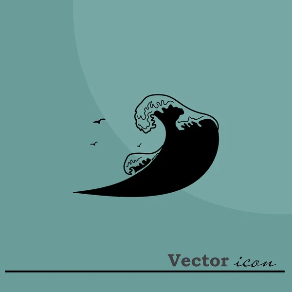 Mar y gaviotas icono — Archivo Imágenes Vectoriales
