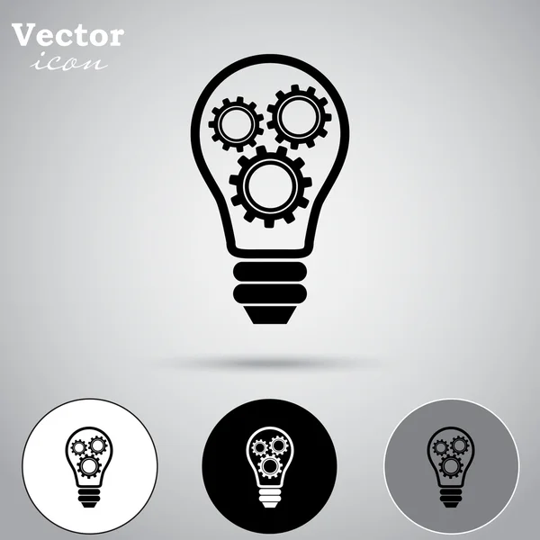 Rouages dans les icônes ampoule — Image vectorielle