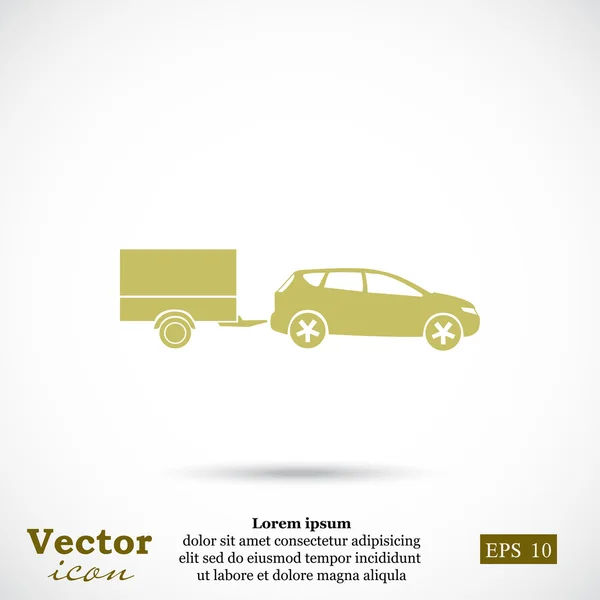 Bil med släpvagn ikon — Stock vektor