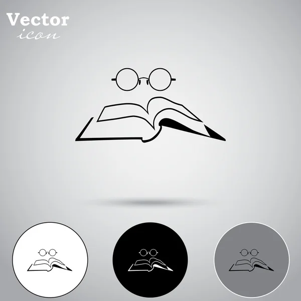 Livre avec des icônes lunettes — Image vectorielle