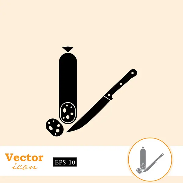 Salami och kniv-ikonen — Stock vektor