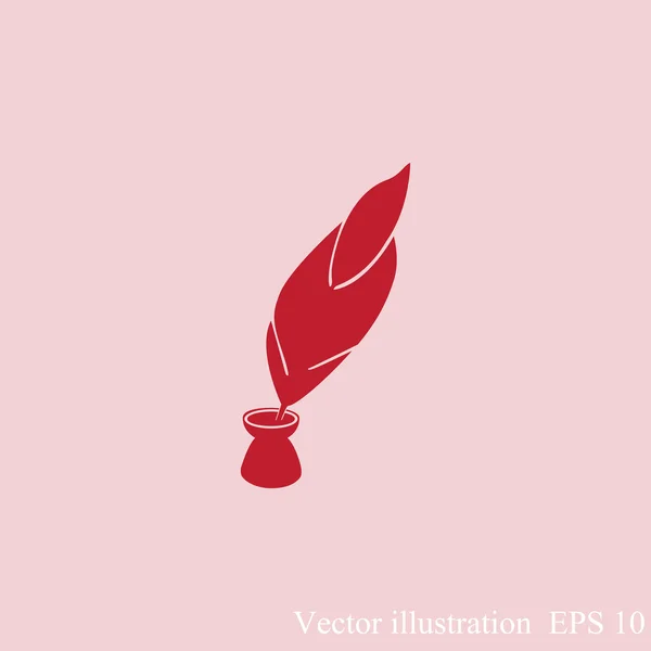 Feather quill pen symbol. Vector illustration isolated on white background.  Suitable for web design. Stock Vector