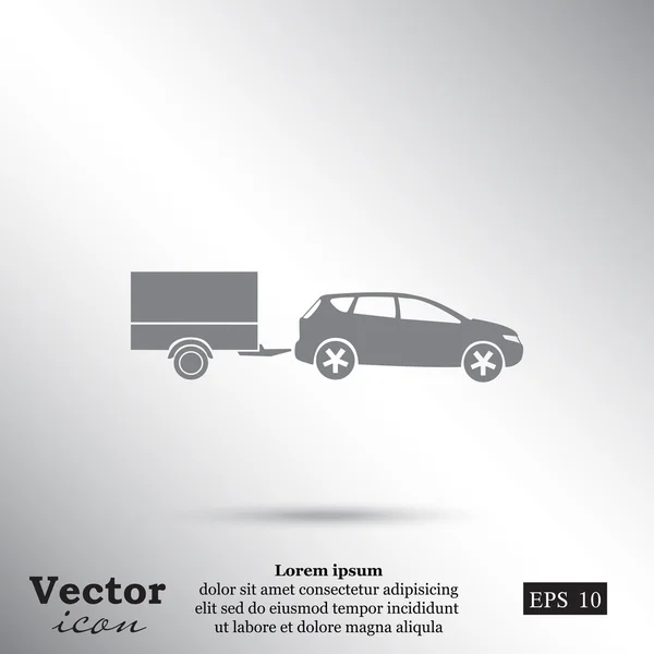 Carro com ícone de reboque — Vetor de Stock