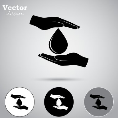 eller su damla simgeleri ile