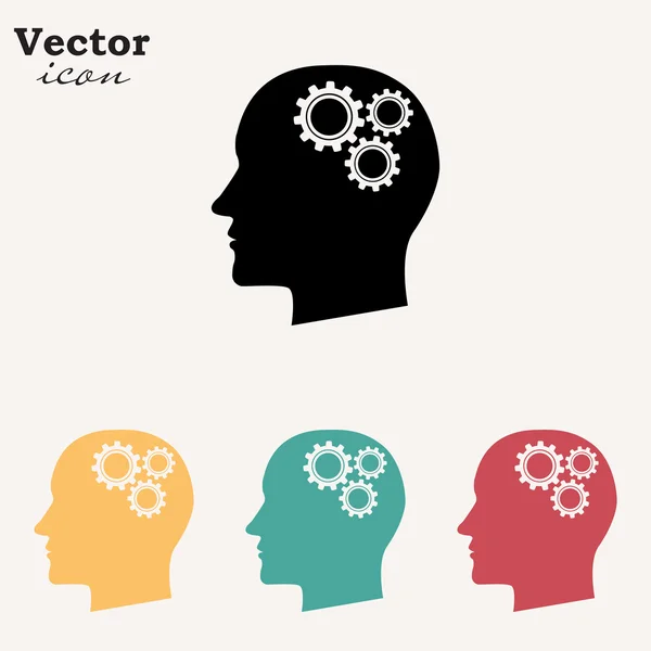 Cabeza humana con iconos de engranajes — Archivo Imágenes Vectoriales