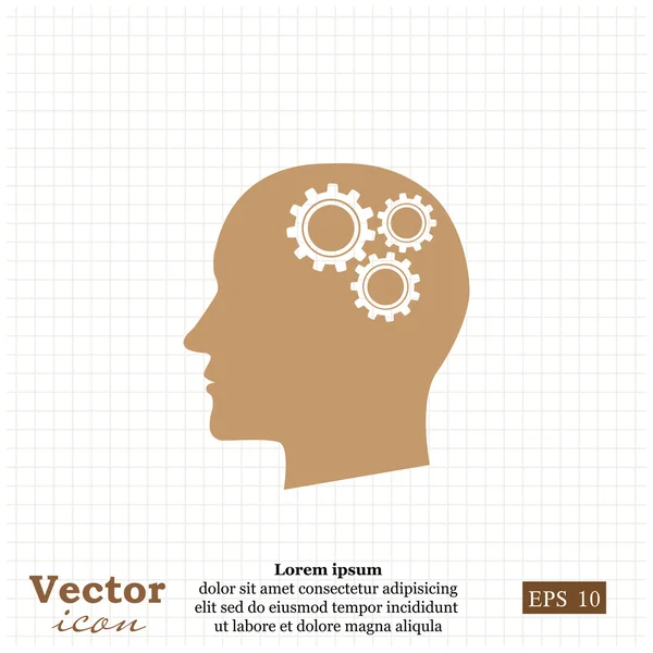 Menselijk hoofd met versnellingspictogram — Stockvector