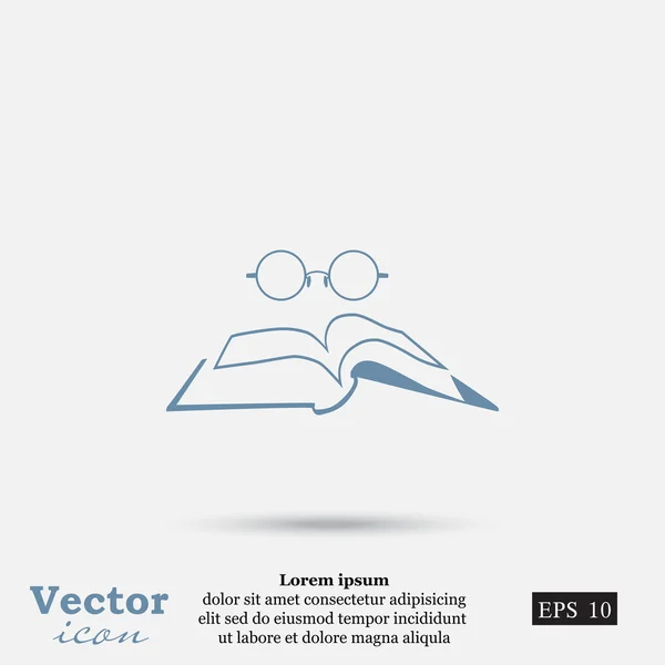 Libro con icona occhiali — Vettoriale Stock