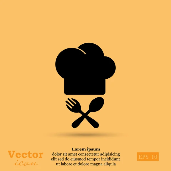 Chef hat and cutlery icon — Stock Vector