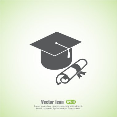 Graduation cap and diploma icon clipart