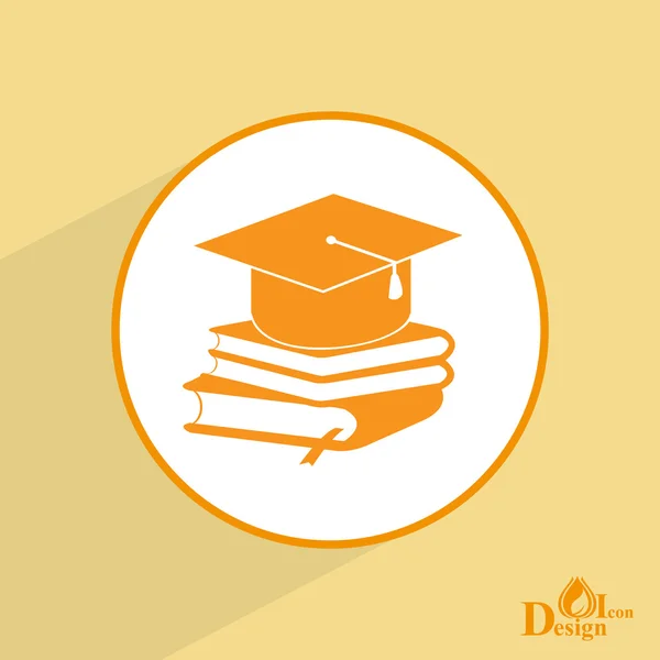 Books and graduation hat icon — Stock Vector