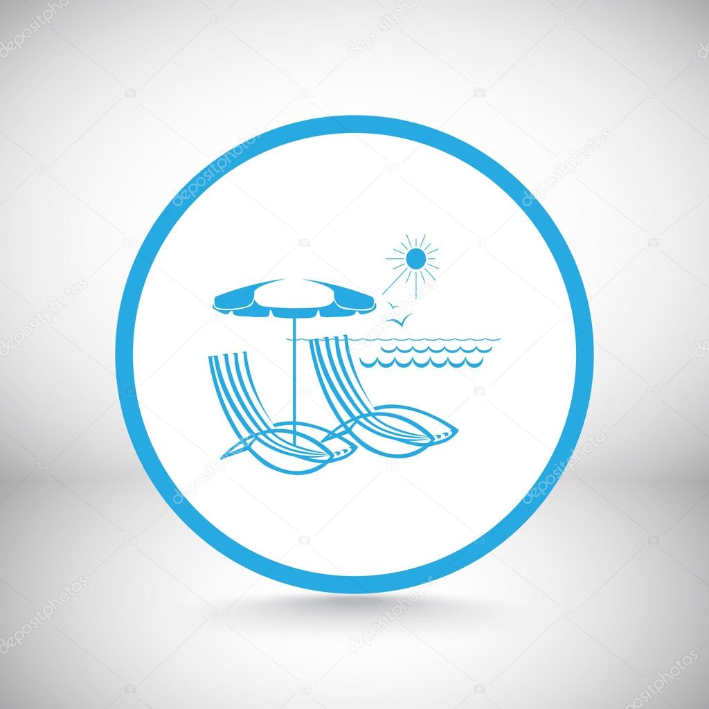 beach chairs and umbrella icon