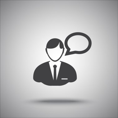 Konuşma balonu simgesine sahip iş adamı