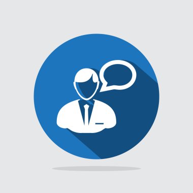 Konuşma balonu simgesine sahip iş adamı