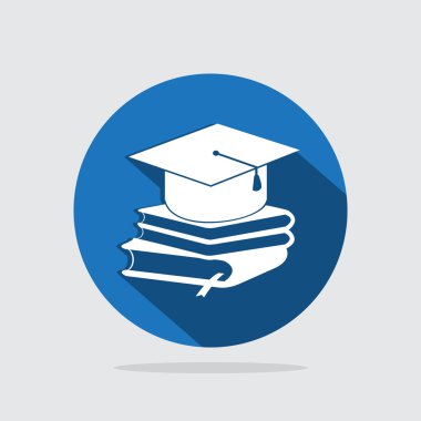 kitap ve mezuniyet şapka simgesi