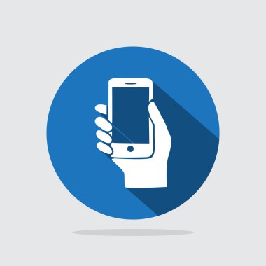 hareket eden telefon içinde el simgesi