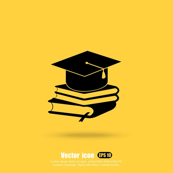 Książki i graduacyjnej ikona kapelusz — Wektor stockowy