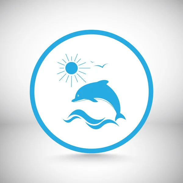 Dolphin in sea icon — Stock Vector