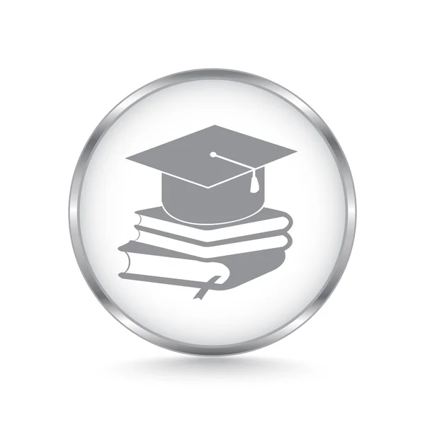 Bücher und Abschluss-Hut-Ikone — Stockvektor