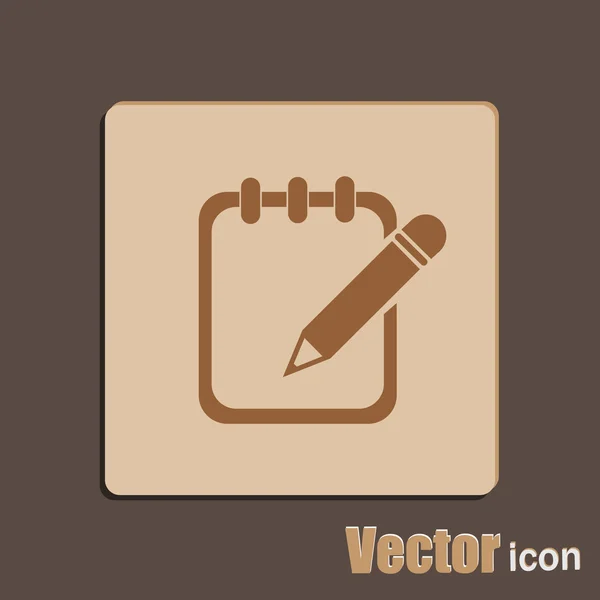 Icono de lápiz y bloc de notas — Vector de stock