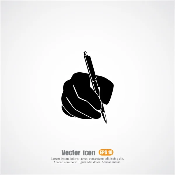 Escritura a mano con icono de pluma — Vector de stock