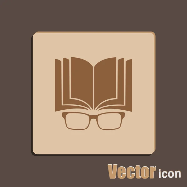 Libro y gafas icono — Vector de stock