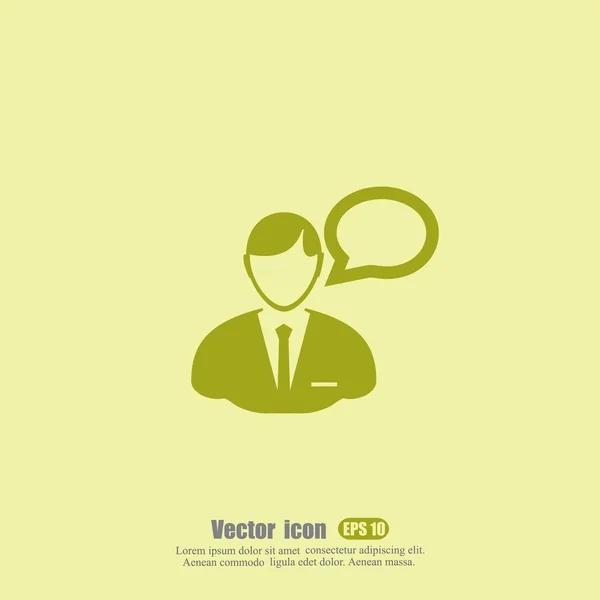 Homme d'affaires avec icône de bulle de parole — Image vectorielle