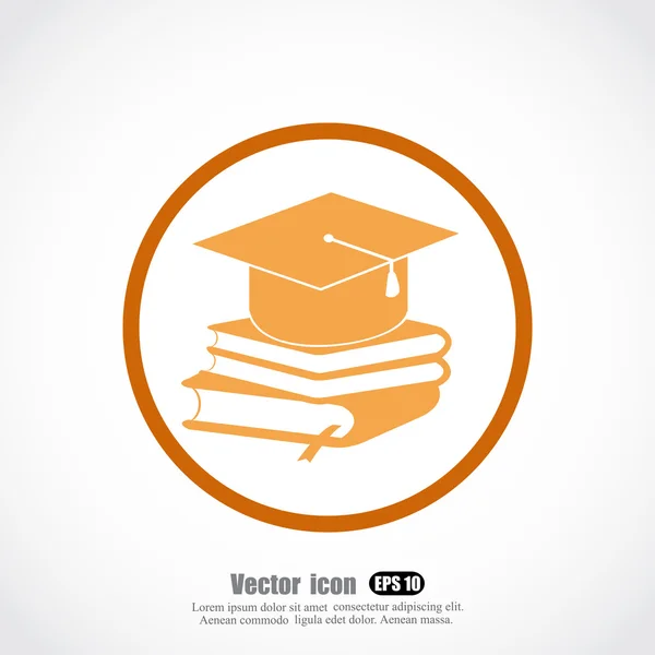 Libros y sombrero de graduación icono — Vector de stock