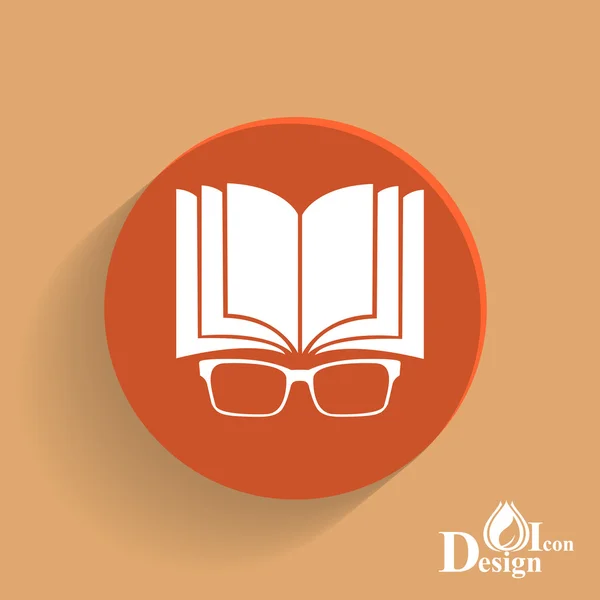 Libro y gafas icono — Vector de stock