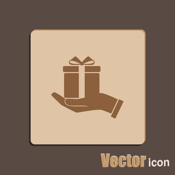 Hand mit Geschenk-Box-Symbol — Stockvektor