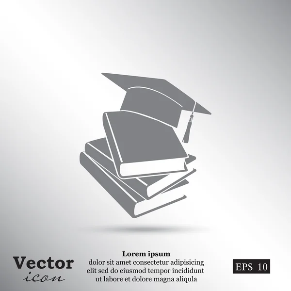 Studente cappello e libri icona — Vettoriale Stock