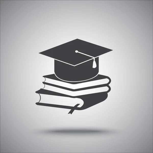 Books and graduation hat icon — Stock Vector