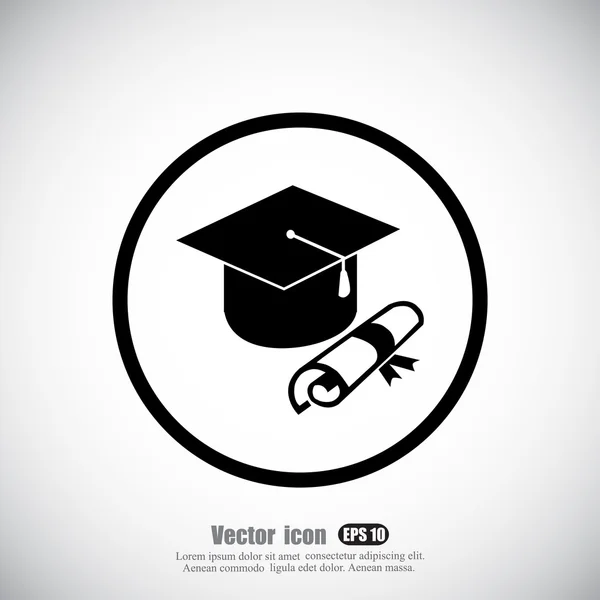 Boné de graduação e ícone de diploma — Vetor de Stock