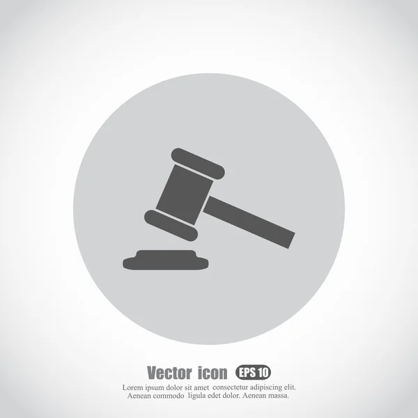 Prawo sędzia młotek ikona — Wektor stockowy