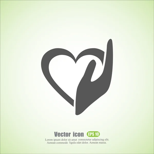 Heart and hand icon — Stock Vector