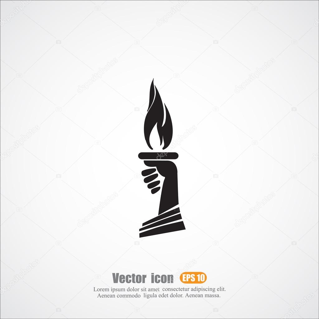 torch flame in hand icon