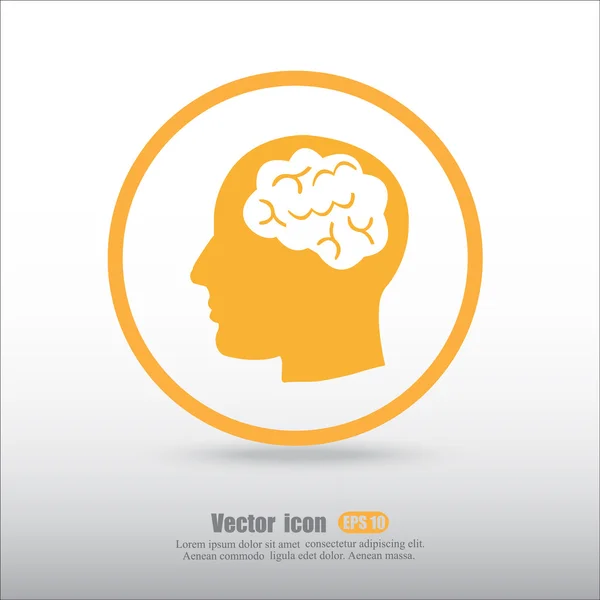 Menselijk hoofd met hersenen pictogram — Stockvector