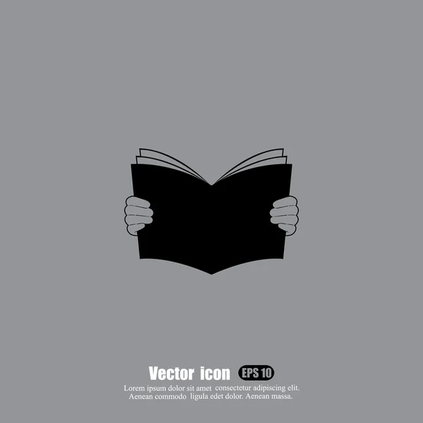 Libro abierto en manos humanas — Vector de stock