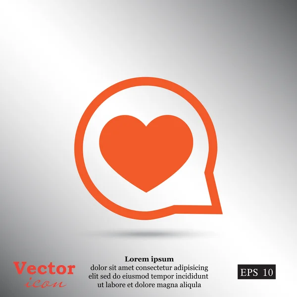 Szív a szövegbuborék-ikon — Stock Vector