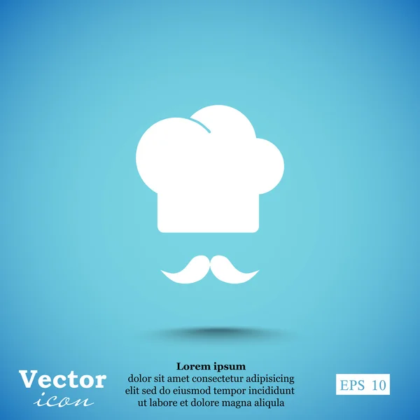 Chef sombrero y bigote icono — Vector de stock
