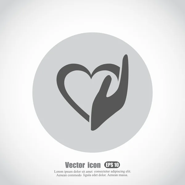 Main avec icône coeur — Image vectorielle