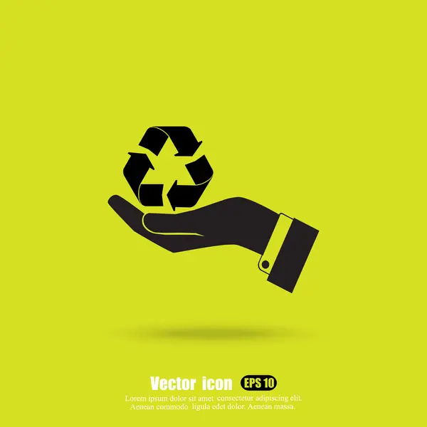 Hand hält Recyclingschild — Stockvektor