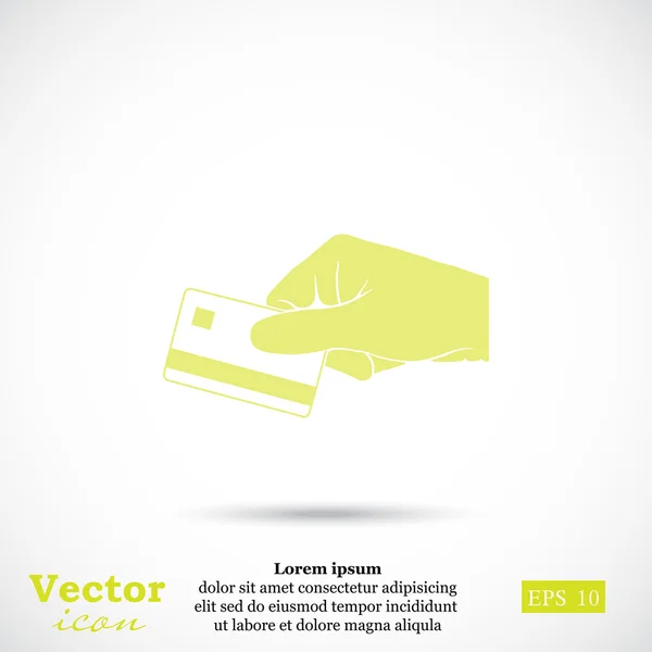 Ícone de cartão de crédito mão — Vetor de Stock