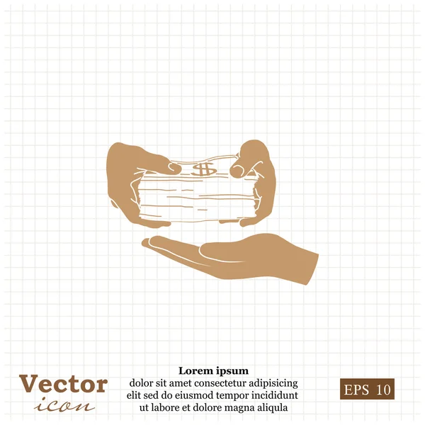 Argent comptant dans la main icône — Image vectorielle