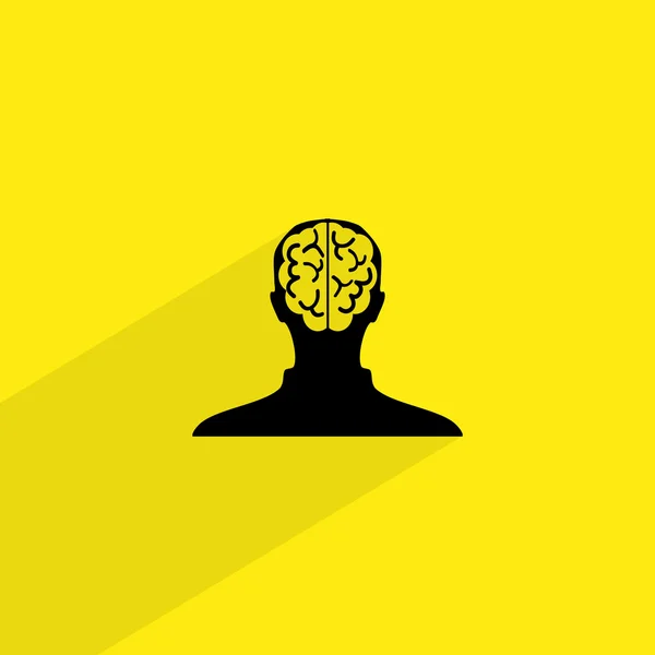 Mänskliga huvudet med hjärnan ikon — Stock vektor