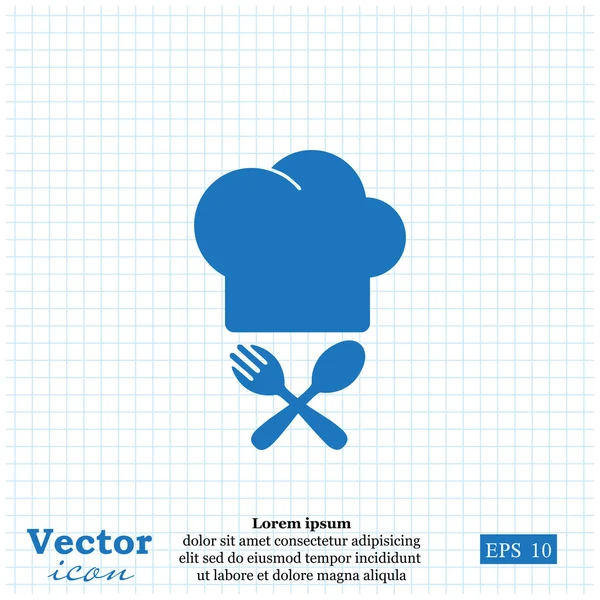 Sombrero de chef y el icono de cubiertos — Vector de stock