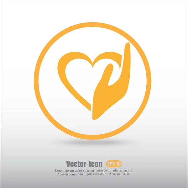 Hand with heart icon — Stock Vector
