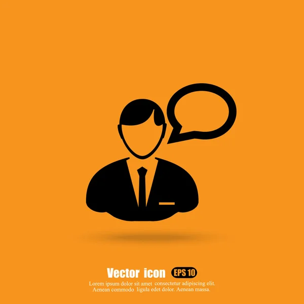 Empresário com ícone de bolha de fala — Vetor de Stock