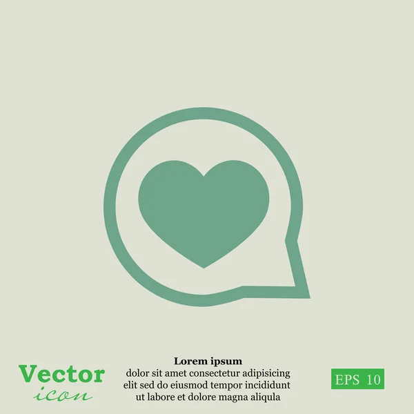 Corazón en el icono de la burbuja del habla — Vector de stock